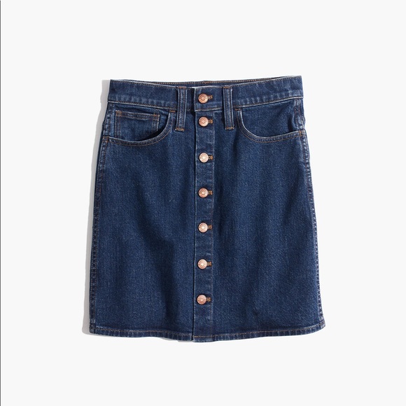 NWOT MADEWELL Stretch Denim button down Straight Mini Skirt - Picture 3 of 8